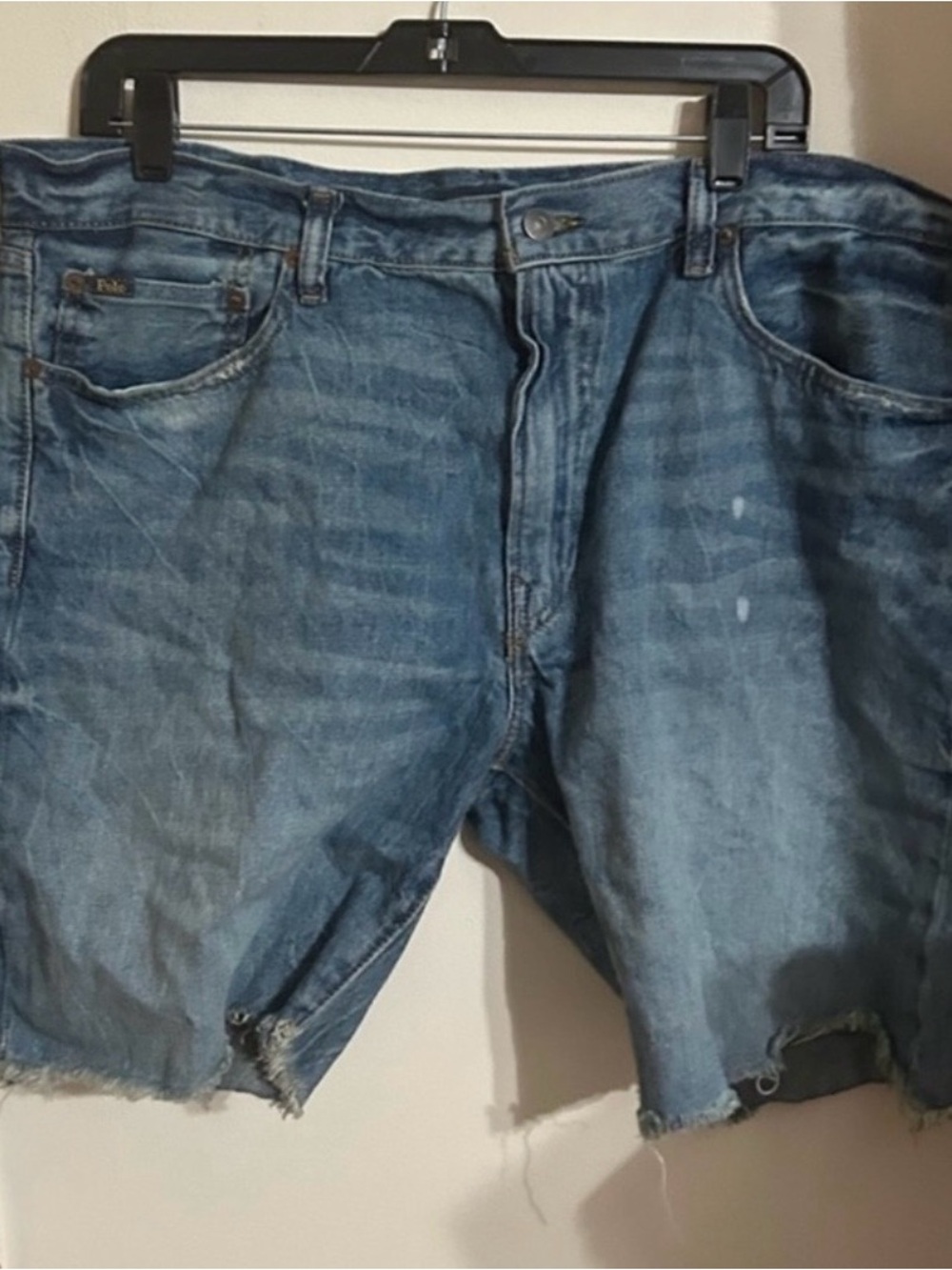 Polo Ralph Lauren Size 38 Men's Blue Distressed Denim Raw Hem Shorts
